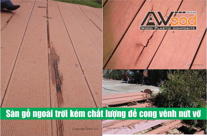 Sàn gỗ ngoài trời kém chất lượng dễ cong vênh nứt vỡ