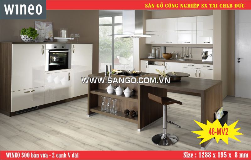 Sàn gỗ WINEO 46-MV2 lát phòng ăn, bếp