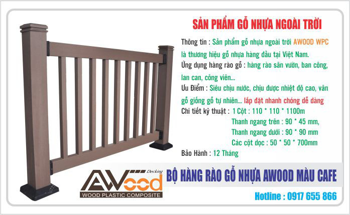 Hàng rào gỗ AWOOD module màu coffee lắp đặt nhanh chóng tiết kiệm thời gian bảo vệ an toàn cho gia đình bạn