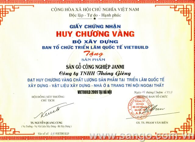 Huy chương vàng hội chợ Vietbuild 2009