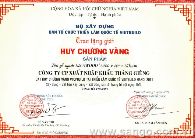 Huy chương vàng Việt Build 2012 - 2013 - 2014