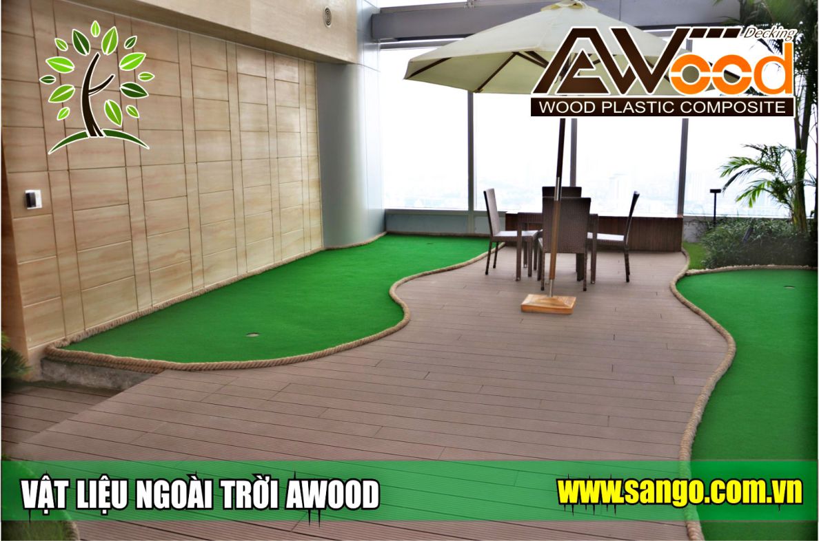 Sàn gỗ ngoài trời Awood lát sân golf Mini lotte Liễu Giai