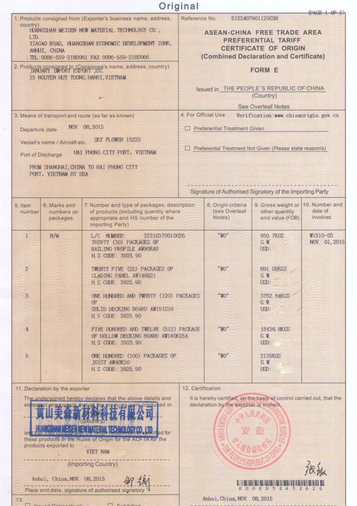 Co Nhập Khẩu của gỗ nhựa ngoài trời AWOOD WPC