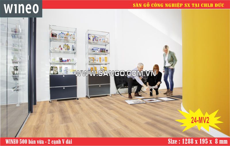 Ván sàn WINEO 24 Medium V2 lát showroom văn phòng