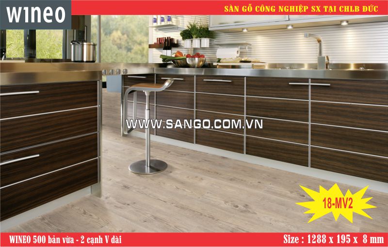 Sàn gỗ WINEO 18 Medium V2 lát phòng bếp