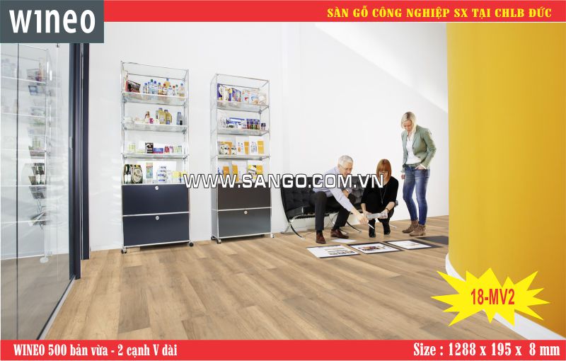 ván Sàn gỗ WINEO 18 Medium V2 lát showroom văn phòng