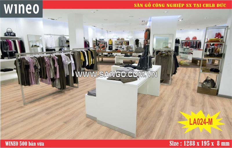 Ván sàn gỗ WINEO 24-M lát cửa hàng shop thời trang