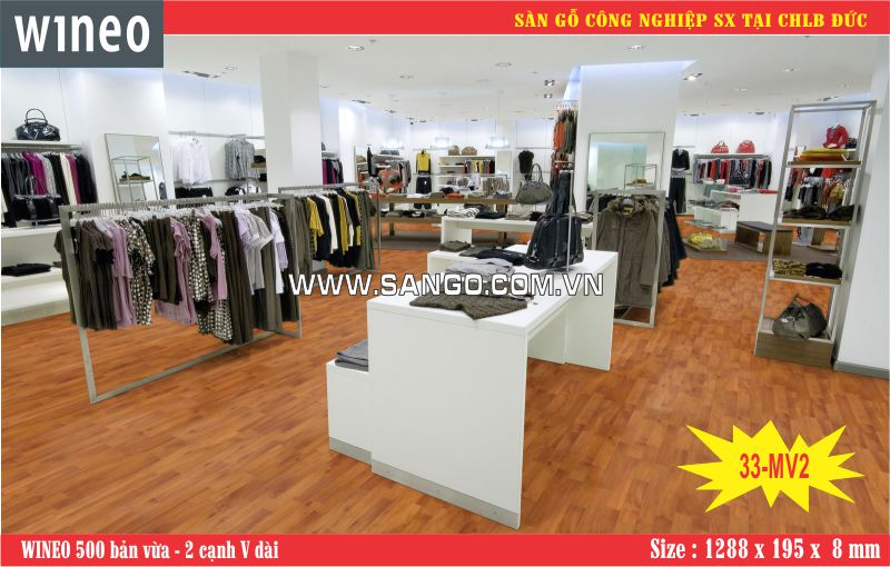 Ván sàn gỗ WINEO lát sàn shop quần áo