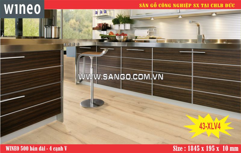 Ván sàn gỗ WINEO 43-XLV4 lát sàn phòng bếp