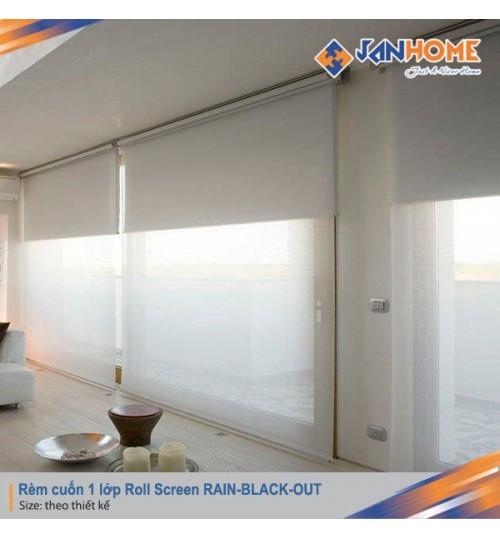 Rèm cuốn 1 lớp Roll Screen RAIN BLACK OUT