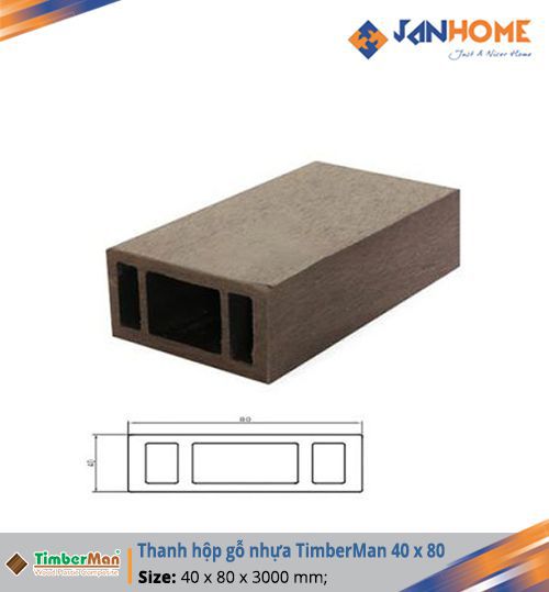 Thanh hộp gỗ nhựa TimberMan 40x80