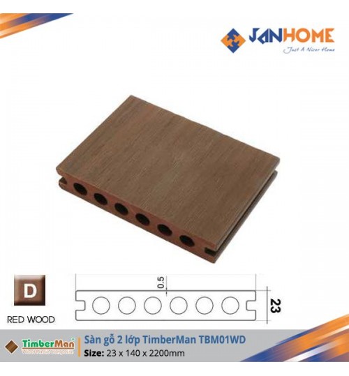 Sàn gỗ ngoài trời 2 lớp Timberman TBM01WD Đỏ gỗ