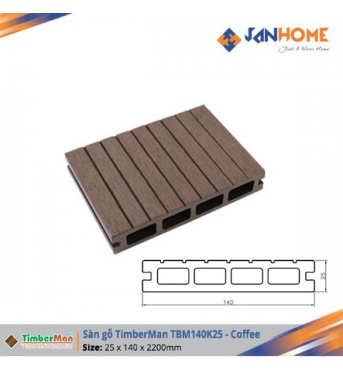 Sàn gỗ ngoài trời Timberman (4 lỗ) TBM01W1 – Coffee