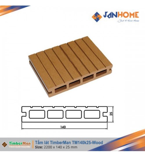 Sàn gỗ ngoài trời Timberman (4 lỗ) TBM01W2– Wood