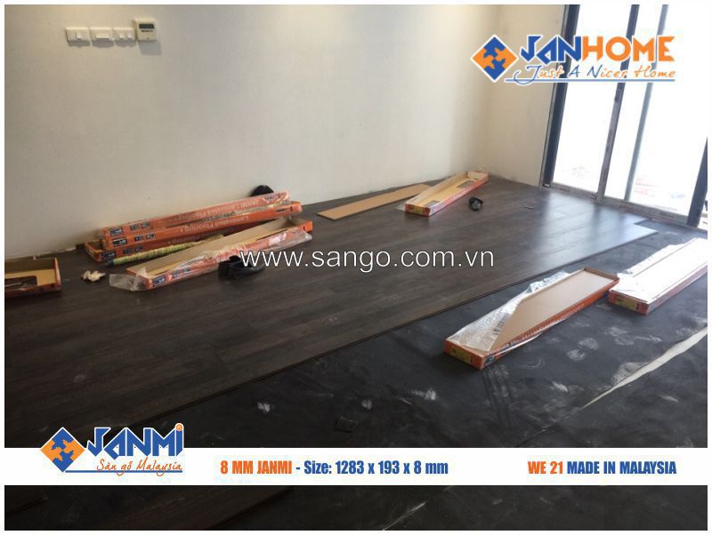 Hình ảnh đã thi công sàn gỗ JANMI WE21 được một phòng