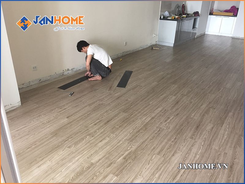 Ảnh thực tế mã ECOFLOOR VINYL FY6004-3 sau thi công