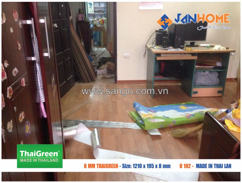 Thi công sàn gỗ ThaiGreen O102 hoàn tất